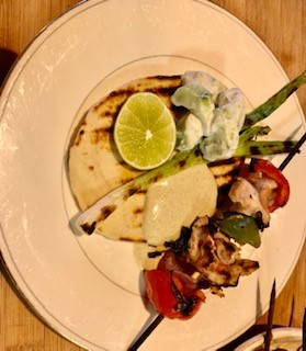 Chicken Skewers w Ginger Cumin Marinade and a Good Char.